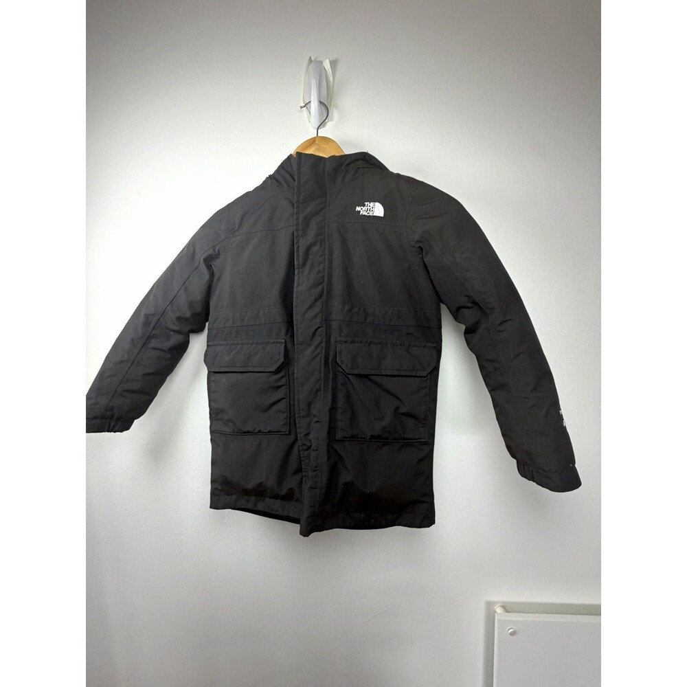 The North Face Girls Black Hooded Parka Jacket Size 6 Full Zip Fleece Lined